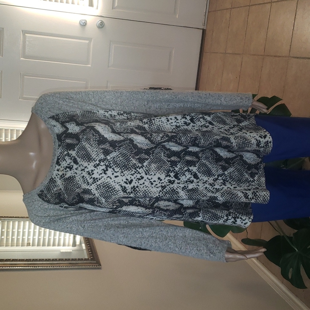 Nwot Again Xl Snake Print Color Block Sequin Elbo… - image 1